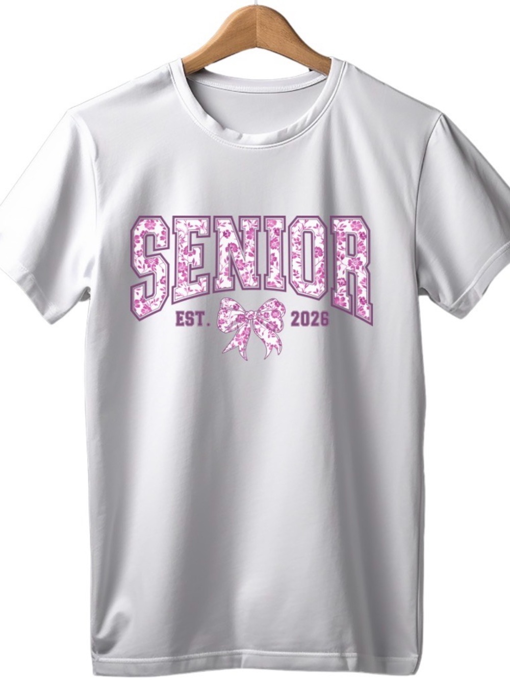 Senior Est. 2026 Graphic Tee - White & Pink Medium